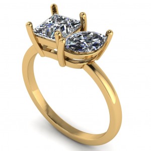 Two Stone Princess and Marquise Engagement Ring 2.50Ctw