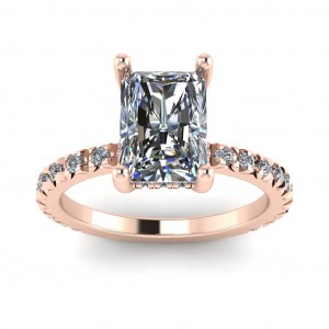 Radiant French Pave Hidden Halo Engagement Ring 2.35Ctw