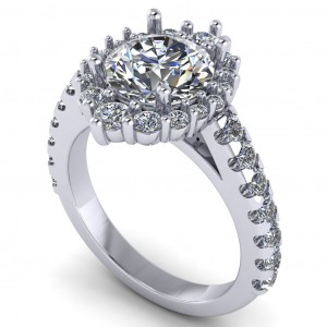 Halo Round Cut Graduating Engagement Ring 2.95Ctw