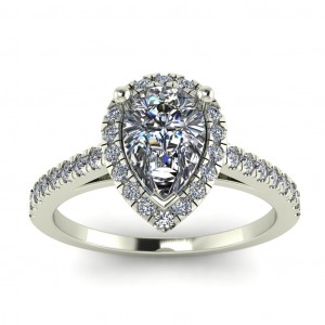 Pear Halo Cathedral Engagement Ring 1.65Ctw