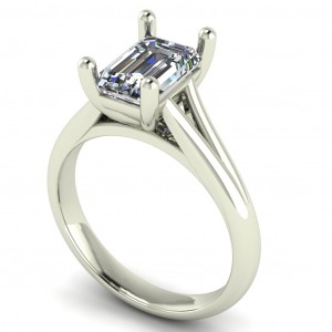 Emerald Solitaire Split Shank Engagement Ring 1.55Ctw