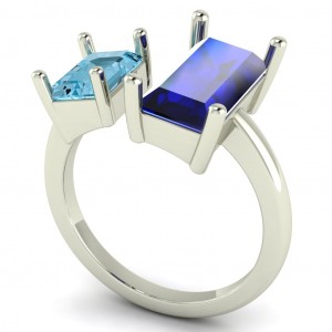 Two Stone Baguette and Emerald Engagement Ring 4.90Ctw