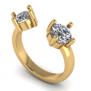 Two Stone Round Cut Open Engagement Ring 1.60Ctw