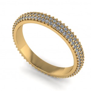Diamond Round Cut 3 Row Eternity Ring 1Ctw