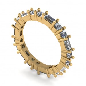 Diamond Baguette and Round Eternity Ring 1.05Ctw