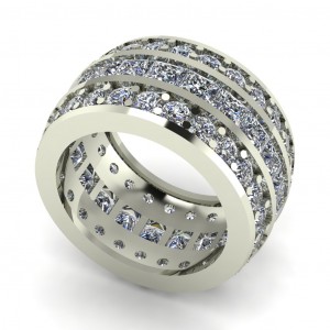 Diamond Princess and Round 3 Row Eternity Ring 8Ctw