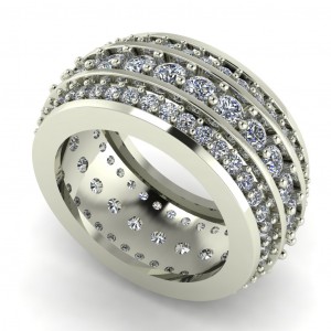 Diamond Round Cut 3 Row Eternity Ring 3.10Ctw