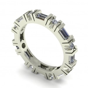 Diamond Baguette and Round Eternity Ring 0.80Ctw