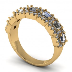 Diamond Anniversary Ring with Baguette Halo 1.05Ctw