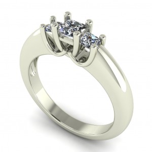 Three Stone Princess Engagement Ring 0.60Ctw