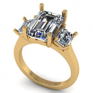Three Stone Emerald Engagement Ring 4.40Ctw