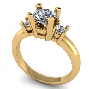 Three Stone Round Cut Engagement Ring 1.10Ctw