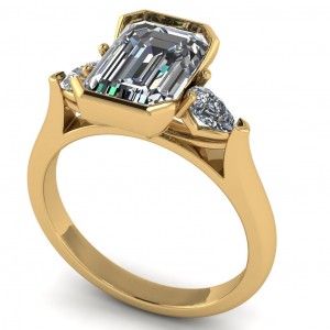 Three Stone Emerald and Pear Engagement Ring 3.25Ctw