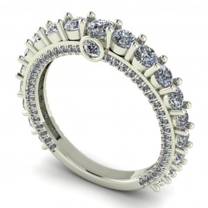 Diamond Round Cut Anniversary Ring with Side Stones 1.95Ctw