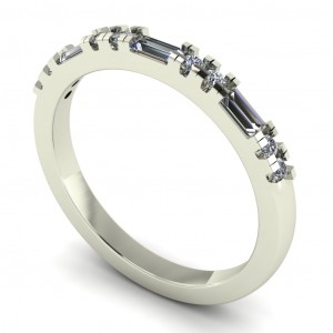 Diamond Baguette and Round Anniversary Ring 0.25Ctw