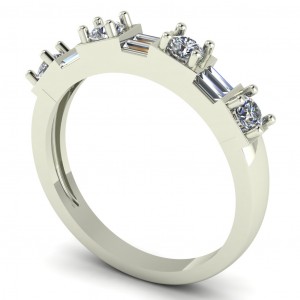 Diamond Baguette and Round Anniversary Ring 0.55Ctw