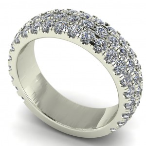Diamond Round Cut 3 Row Anniversary Ring 2Ctw