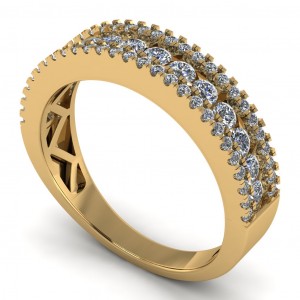 Diamond Round Cut 3 Row Anniversary Ring 0.80Ctw
