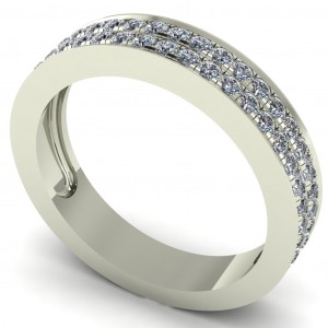 Diamond Round Cut 2 Row Anniversary Ring 0.65Ctw