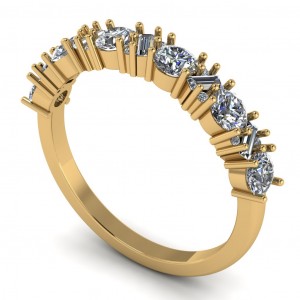 Diamond Baguette and Round Anniversary Ring 1.25Ctw