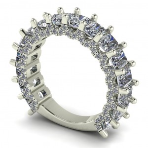 Diamond Radiant and Round Anniversary Ring 3.45Ctw