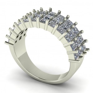 Diamond Princess 3 Row Anniversary Ring 2.60Ctw