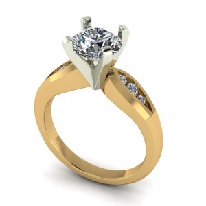 Round Peg Head Pointed Channel Side Stone Engagement Ring 1.40Ctw