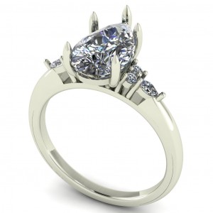 Pear Triplet Marquise and Round Side Stone Engagement Ring 1.85Ctw