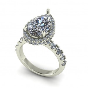 Pear Double Halo Engagement Ring 4.45Ctw