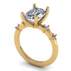 Emerald Side Stone Engagement Ring 2.95Ctw