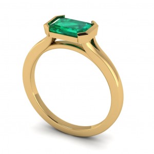 East West Half Bezel Emerald Solitaire Engagement Ring 1.40Ctw