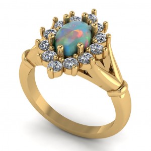 Opal Cluster Engagement Ring