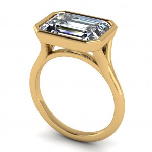 Emerald Split Shank Bezel Engagement Ring