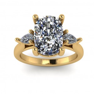 Cushion and Pears Flush Engagement Ring