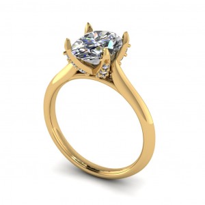 Tulip Head Knife Edge Oval Engagement Ring
