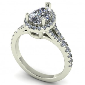 Pear Split Shank Engagement Ring