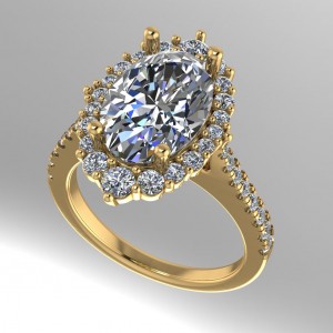 Big Oval Halo Engagement Ring 3.35Ctw