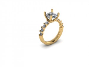Side Stone Engagement Ring 2.95Ctw