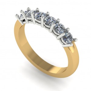 Diamond Round Cut 2 Tone Anniversary Ring 0.65Ctw