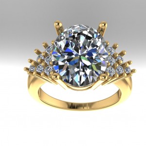 Oval Side Stone Engagement Ring 4.55Ctw