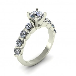 Side Stone Engagement Ring 1.55Ctw