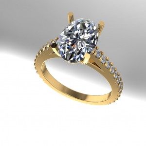 Oval Cathedral Side Stone Engagement Ring 2.55Ctw