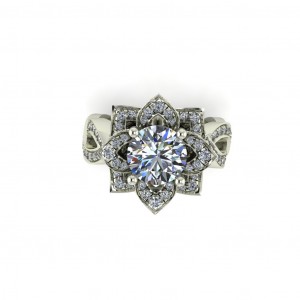 Flower Side Stone Engagement Ring 2.10Ctw