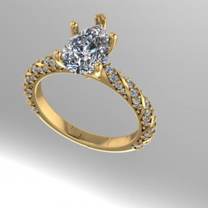 Pear Diagonal Channels Side Stone Engagement Ring 2.30Ctw