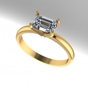 Emerald Solitaire Engagement Ring 0.7