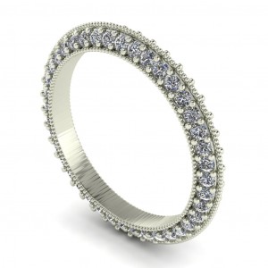Diamond Round Cut Milgrain Knife Edge Eternity Ring 0.85Ctw