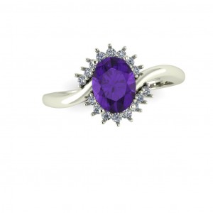 Oval Halo Bypass Engagement Ring 2.10Ctw