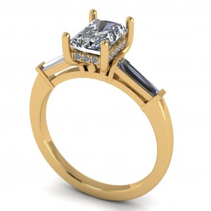 Radiant and Tapered Baguettes Engagement Ring