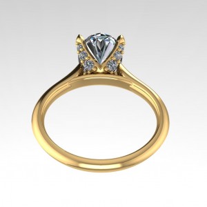 Tulip Head Knife Edge Oval Engagement Ring