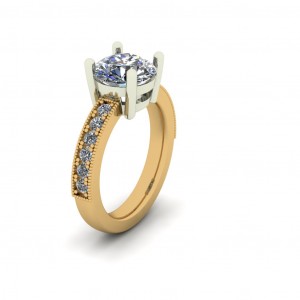Milgrain Round Basket Engagement Ring